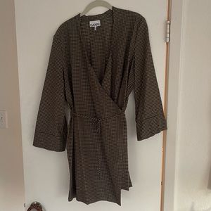 Ganni Tie Front Seersucker Blazer